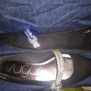 Sugar Black Women's Shoes with Rhinestone Detail